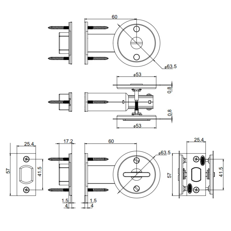Lockwood Cavity Slider Privacy Set - Satin Brass PVD - Image 2