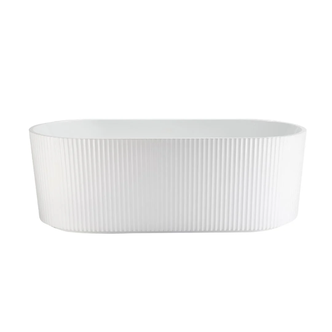 Linsol Lucy 1500mm Freestanding Bath with Overflow - Gloss White