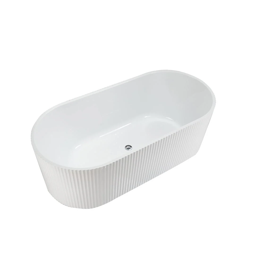 Linsol Lucy 1500mm Freestanding Bath with Overflow - Gloss White - Image 3