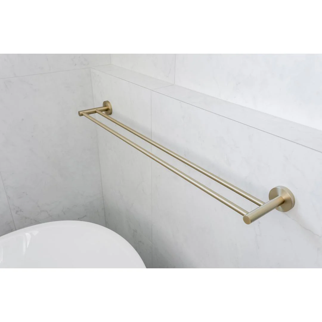 Linsol Lux S2 800mm Double Towel Rail - Brushed Brass
