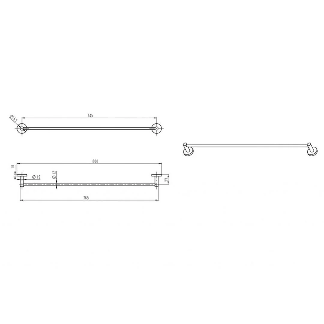 Linsol Lux S2 800mm Single Towel Rail - Chrome - Image 2