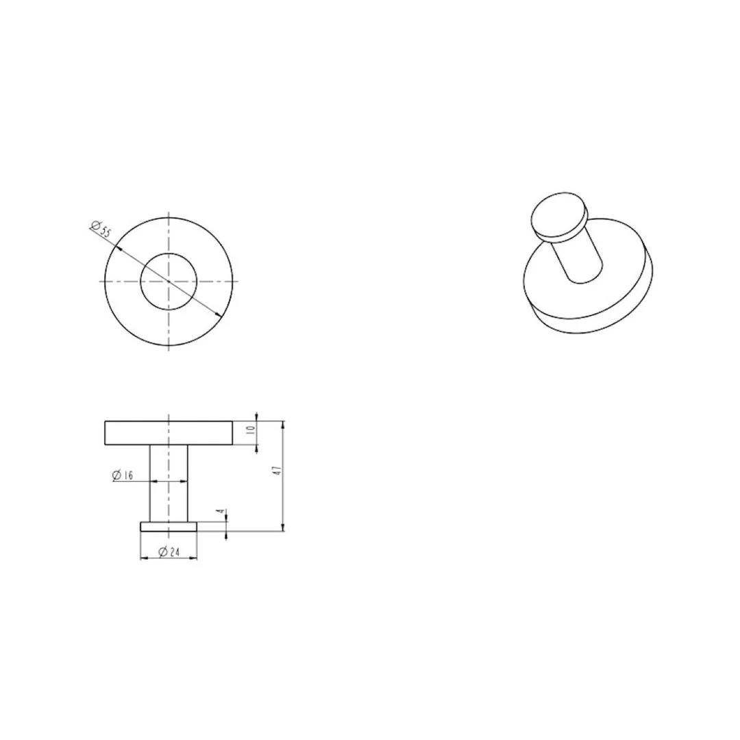 Linsol Lux S2 Single Robe Hook - Chrome - Image 2