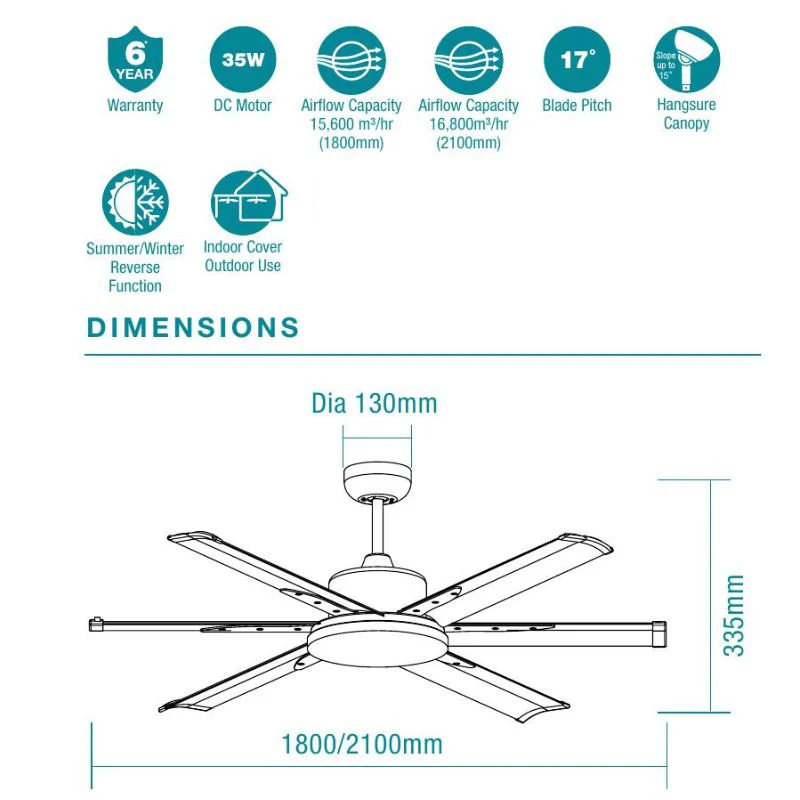 Martec Albatross 84" DC Ceiling Fan With Remote - Brushed Nickel - Image 2