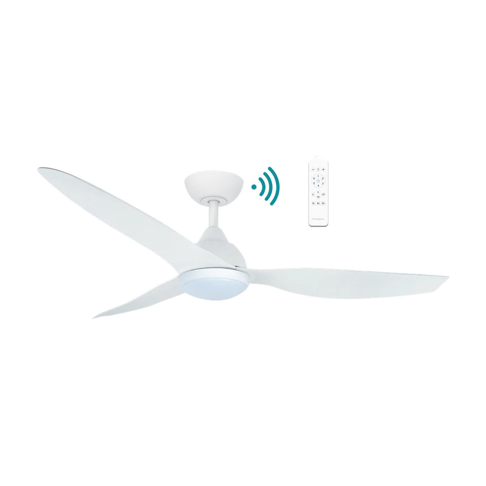 Martec Avoca DC 48″ Smart Ceiling Fan With WIFI Remote Control + LED Light - Matt White