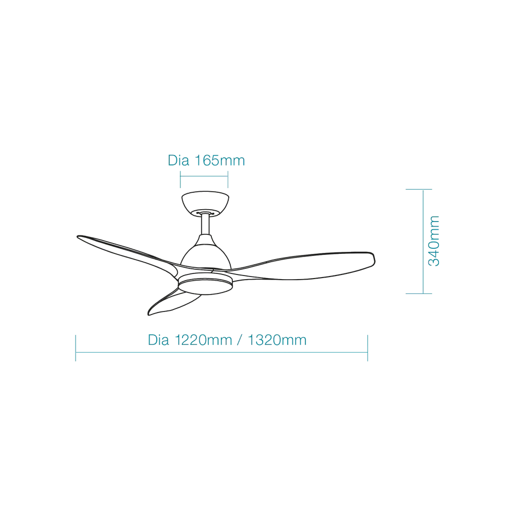 Martec Elite DC 48″ Smart Ceiling Fan With WIFI Remote Control + LED light - Matt Black - Image 2
