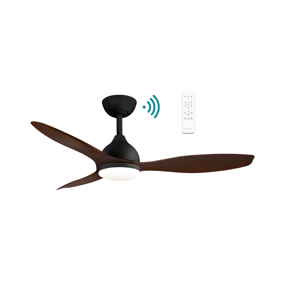 Martec Elite DC 52″ Smart Ceiling Fan With WIFI Remote Control + LED light - Matt Black / Walnut