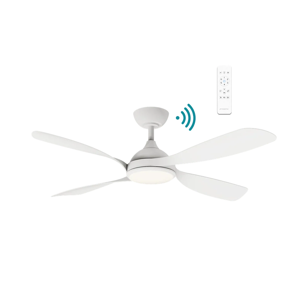 Martec Hampton DC 52″ Smart Ceiling Fan With WIFI Remote Control + LED light - Matt White