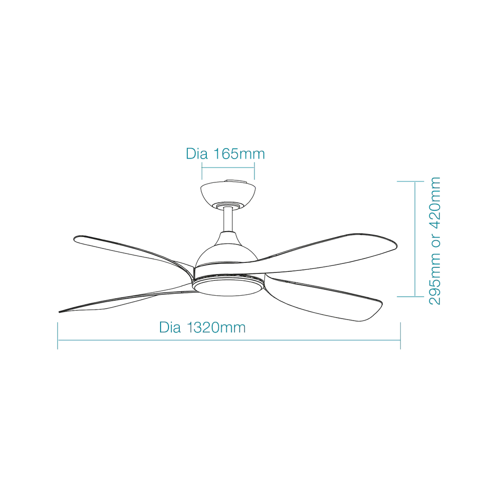 Martec Hampton DC 52″ Smart Ceiling Fan With WIFI Remote Control - Matt Black - Image 2