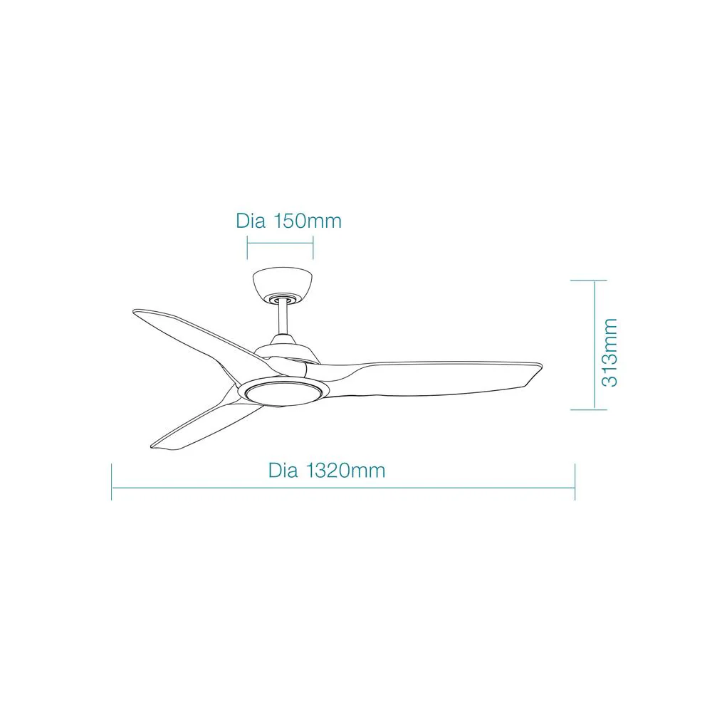 Martec Impact DC 52″ Smart Ceiling Fan With WIFI Remote Control + LED light - Matt Black / Walnut - Image 2