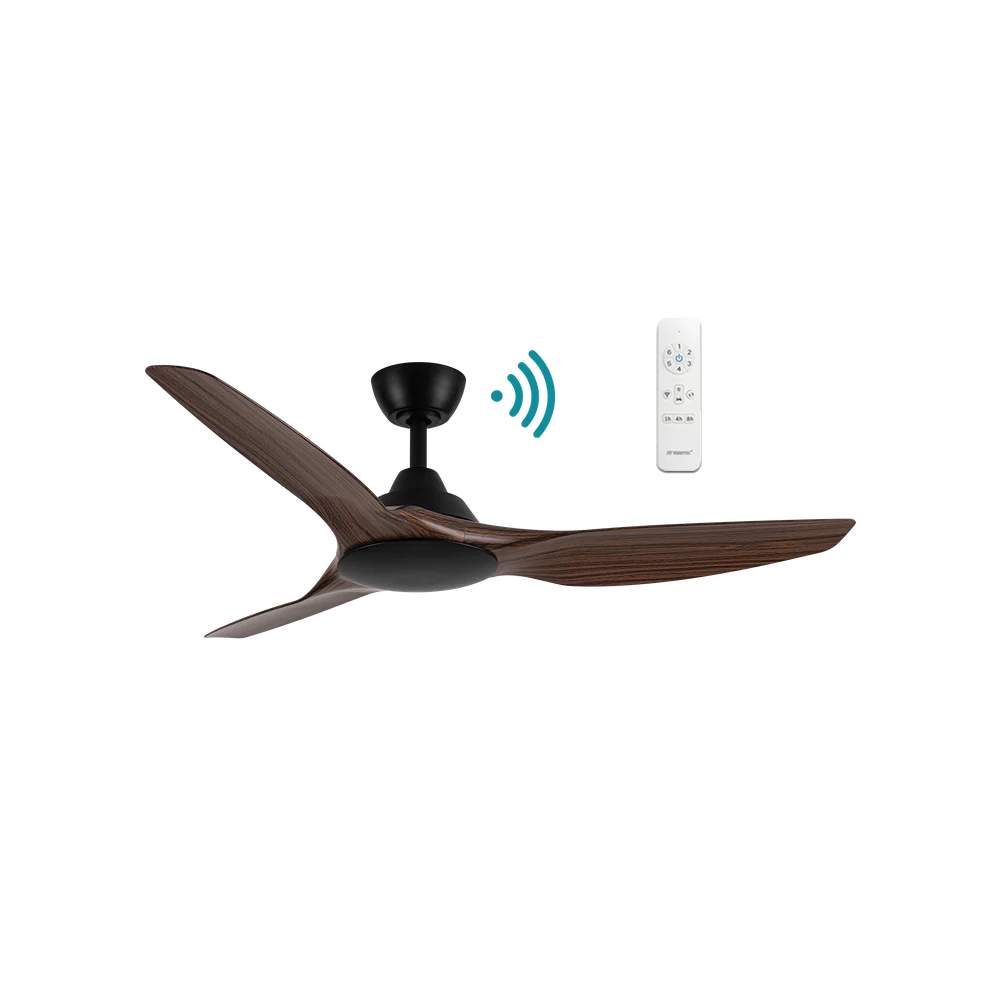 Martec Impact DC 52″ Smart Ceiling Fan With WIFI Remote Control - Matt Black / Walnut