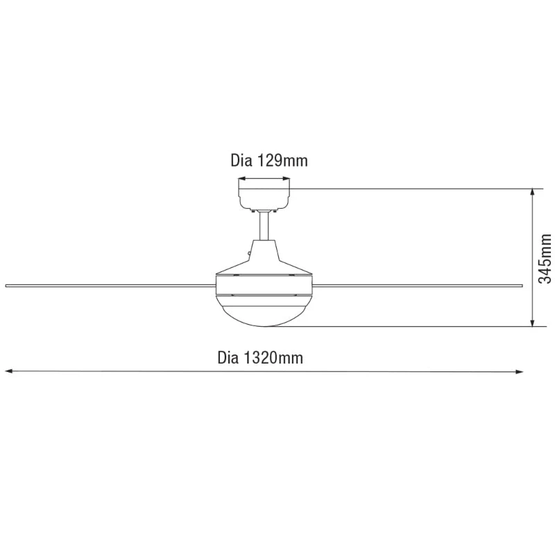 Martec Lifestyle 52" AC Ceiling Fan with Light - Matt Black - Image 2