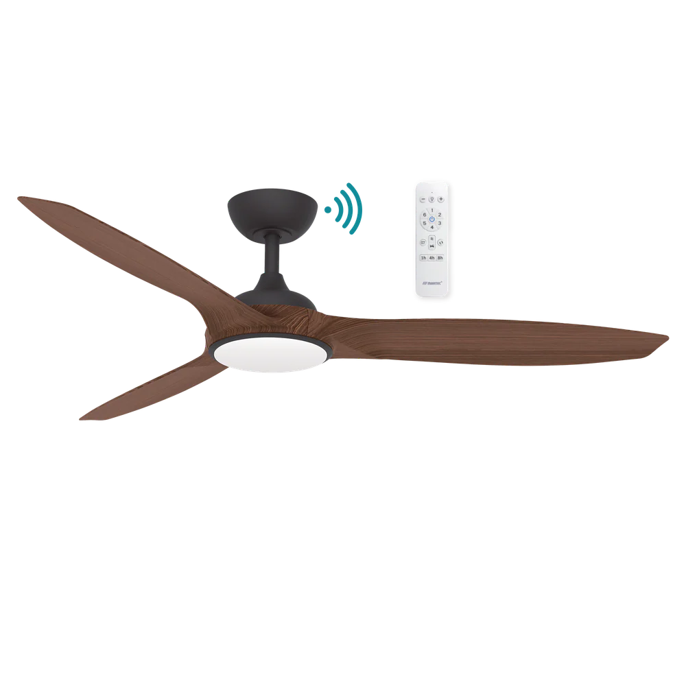 Martec Newport DC 56″ Smart Ceiling Fan With WIFI Remote Control + LED light - Old Bronze / Walnut