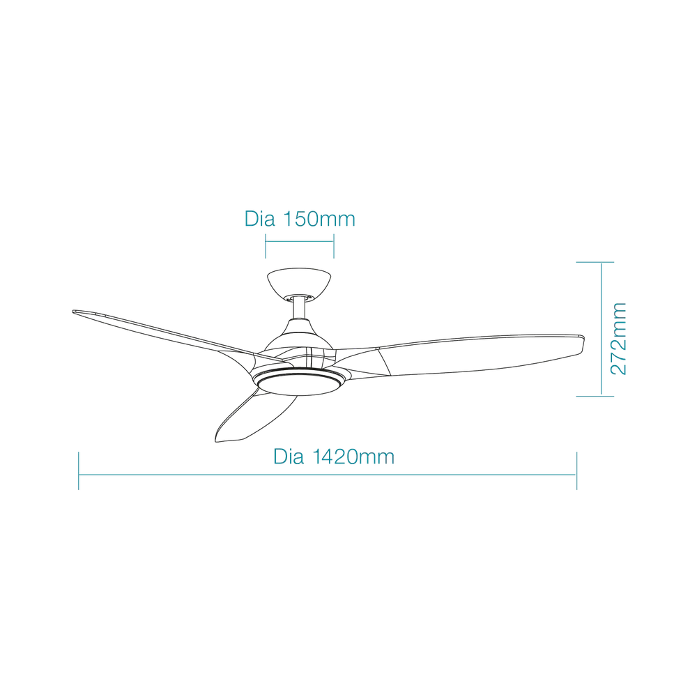 Martec Newport DC 56″ Smart Ceiling Fan With WIFI Remote Control + LED light - Matt White / Oak - Image 2
