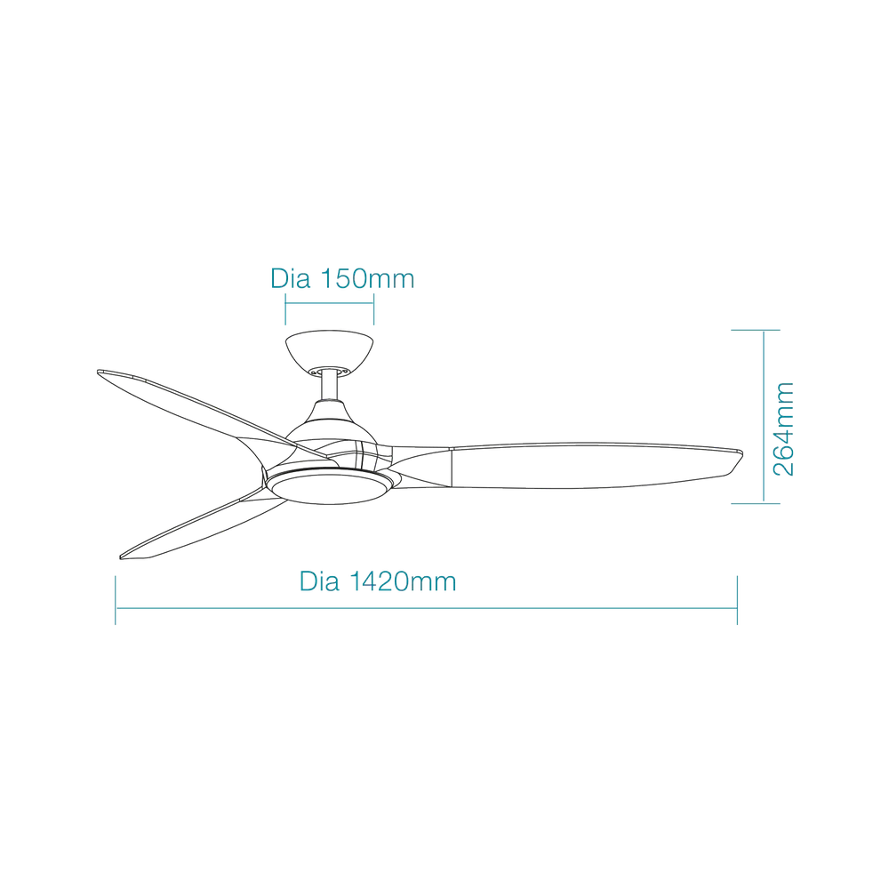 Martec Newport DC 56″ Smart Ceiling Fan With WIFI Remote Control - Matt White / Oak - Image 2