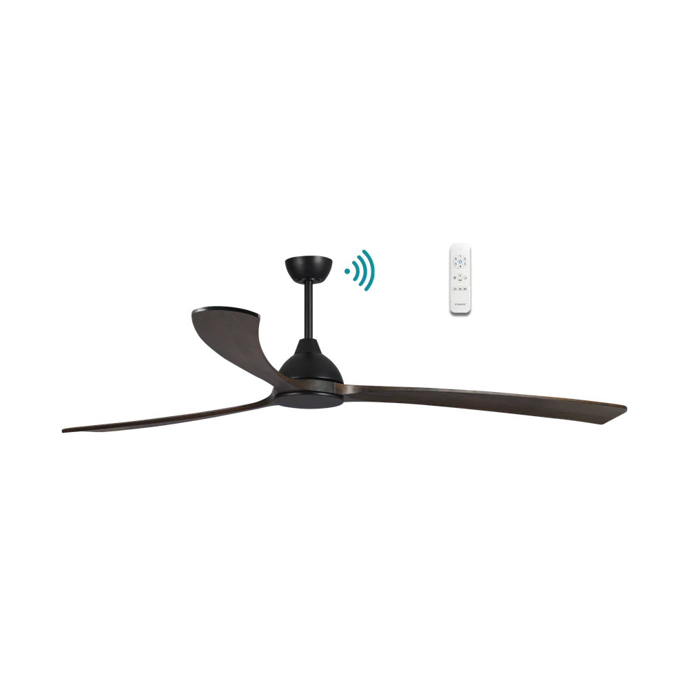 Martec Norfolk Aero DC 70″ Smart Ceiling Fan With WIFI Remote Control - Matt Black / Walnut