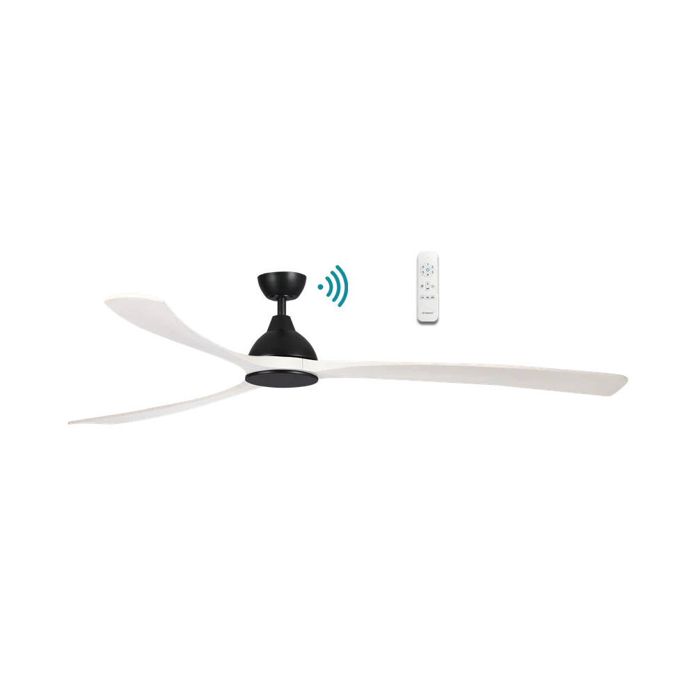 Martec Norfolk Aero DC 70″ Smart Ceiling Fan With WIFI Remote Control - Matt Black / White Wash