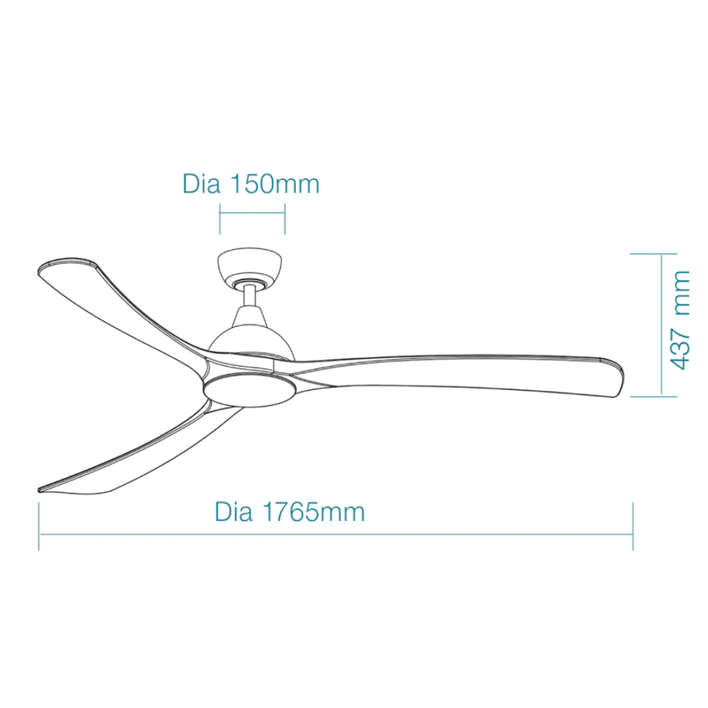 Martec Norfolk Aero DC 70″ Smart Ceiling Fan With WIFI Remote Control - Matt Black / White Wash - Image 2