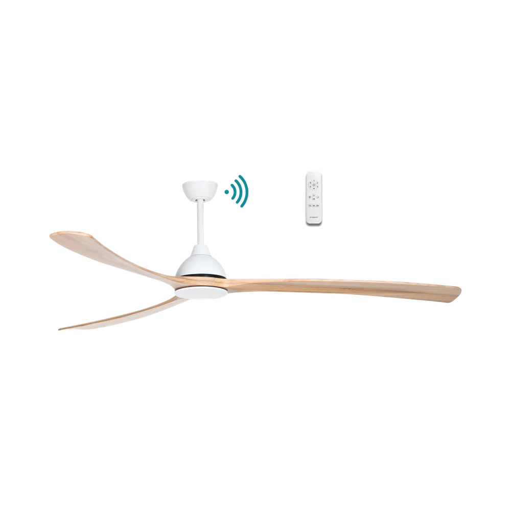 Martec Norfolk Aero DC 86″ Smart Ceiling Fan With WIFI Remote Control - Matt White / Natural