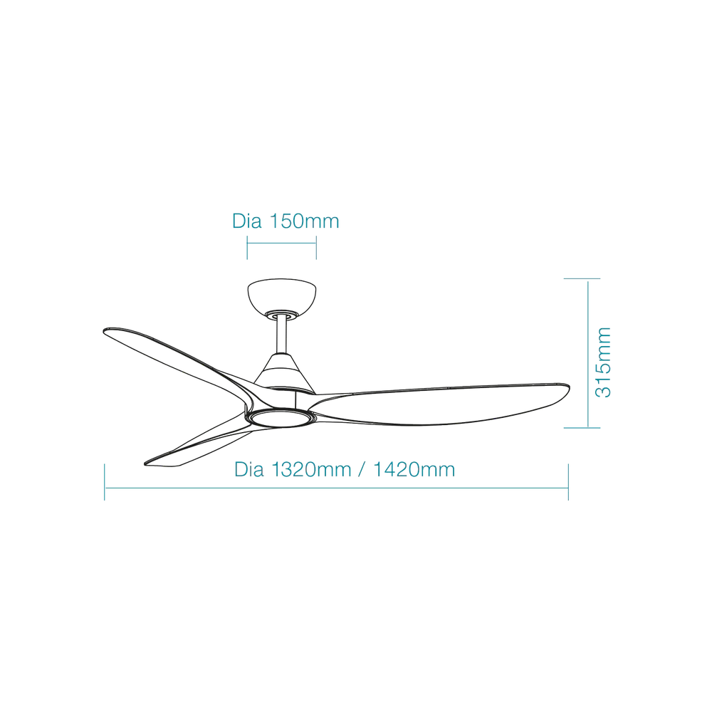 Martec Seaforth DC 52″ Smart Ceiling Fan With WIFI Remote Control + LED light - Matt Black / Teak - Image 2
