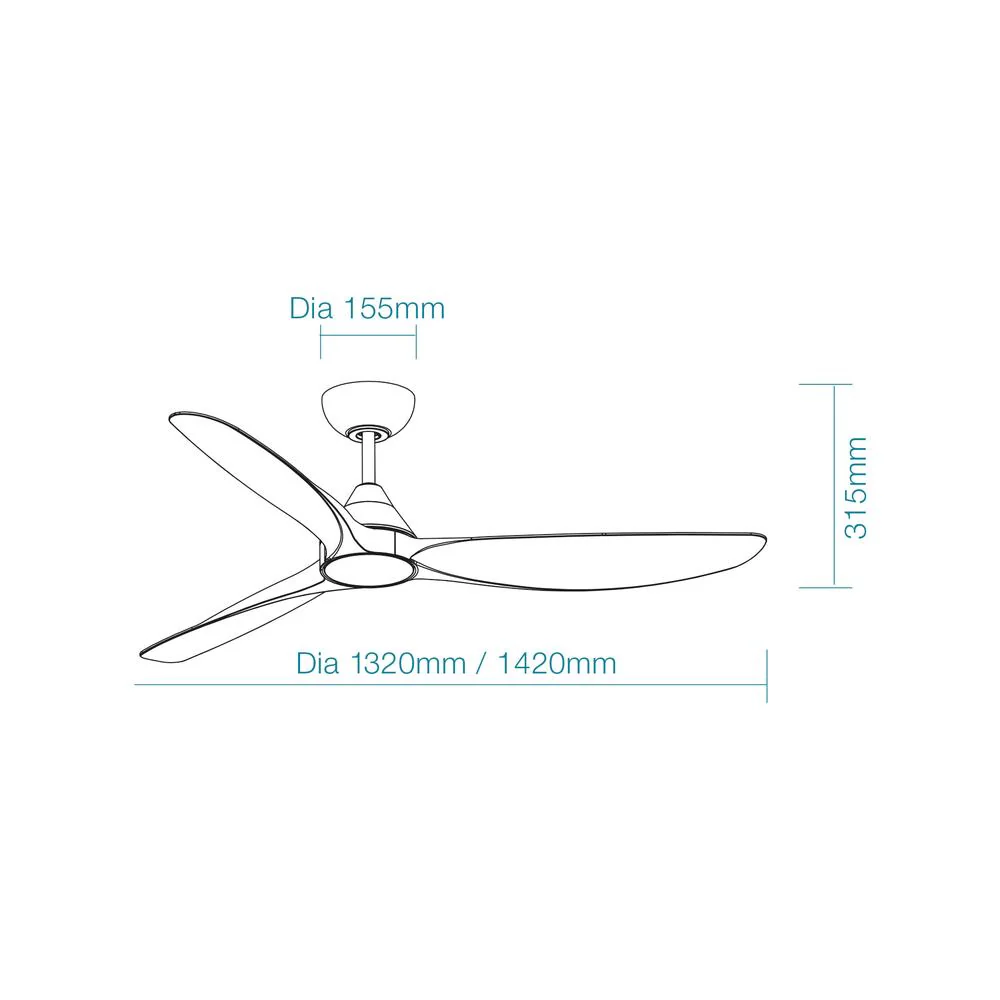 Martec Seaforth DC 52″ Smart Ceiling Fan With WIFI Remote Control - Matt Black / Teak - Image 2