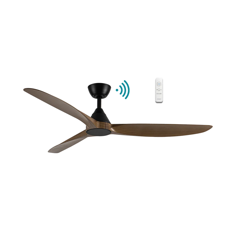Martec Seaforth DC 56″ Smart Ceiling Fan With WIFI Remote Control - Matt Black / Teak