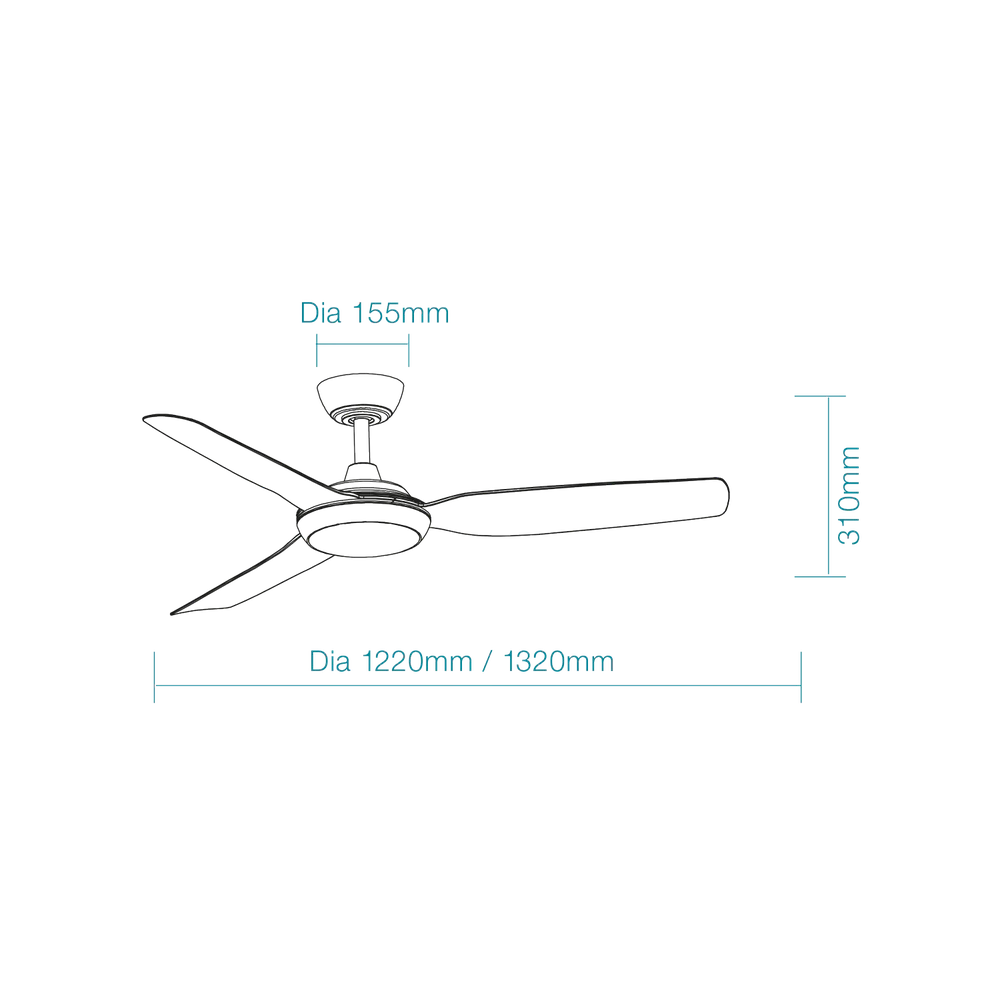 Martec Viper DC 52″ 4 Blade Smart Ceiling Fan With WIFI Remote Control + LED Light - Matt Black - Image 2