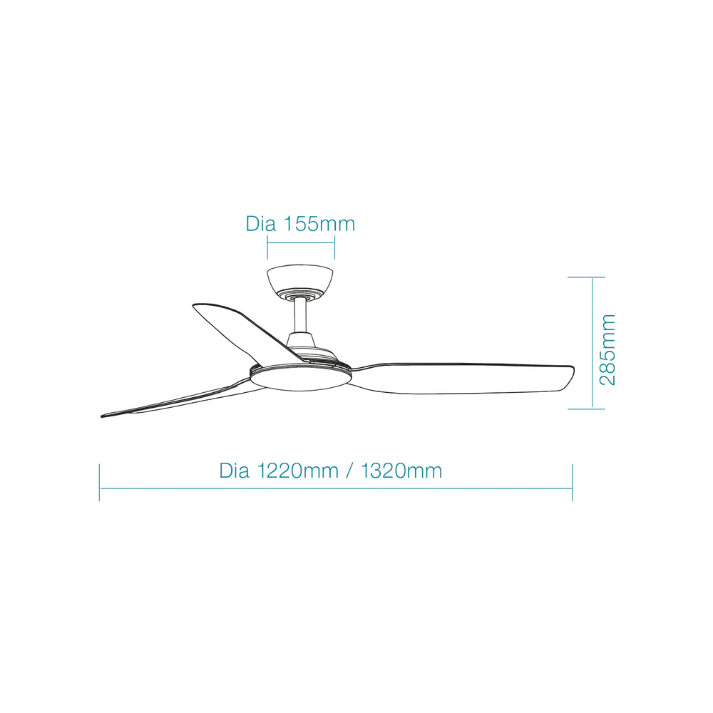 Martec Viper DC 52″ 3 Blade Smart Ceiling Fan With WIFI Remote Control - Matt White - Image 2