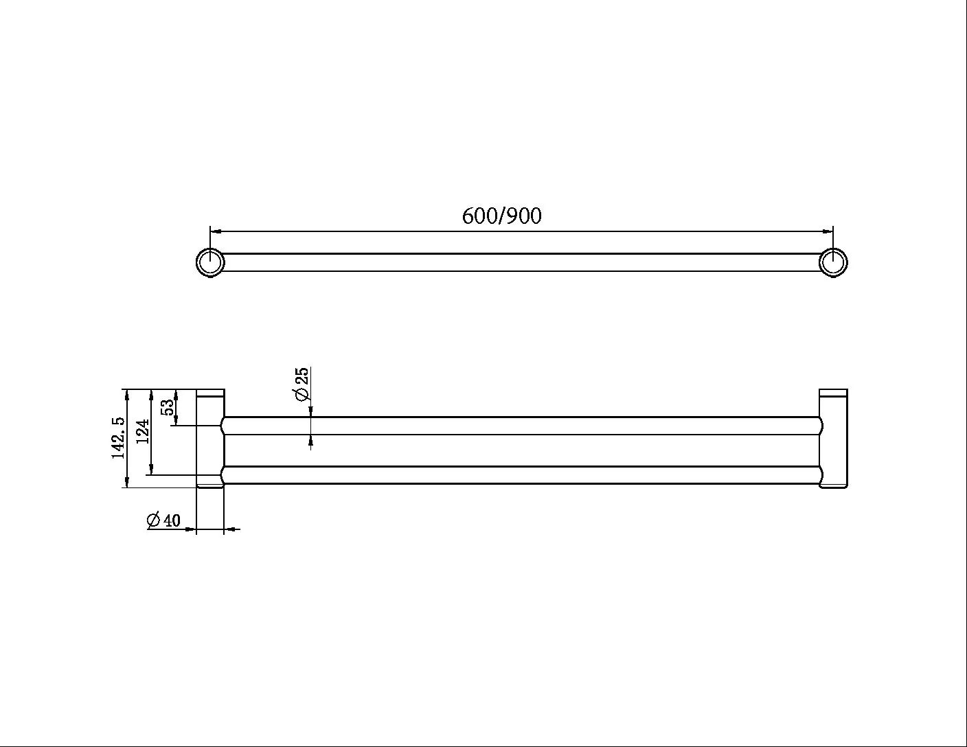 Nero Mecca Care 25mm Double Towel Grab Rail - Gun Metal - Image 3