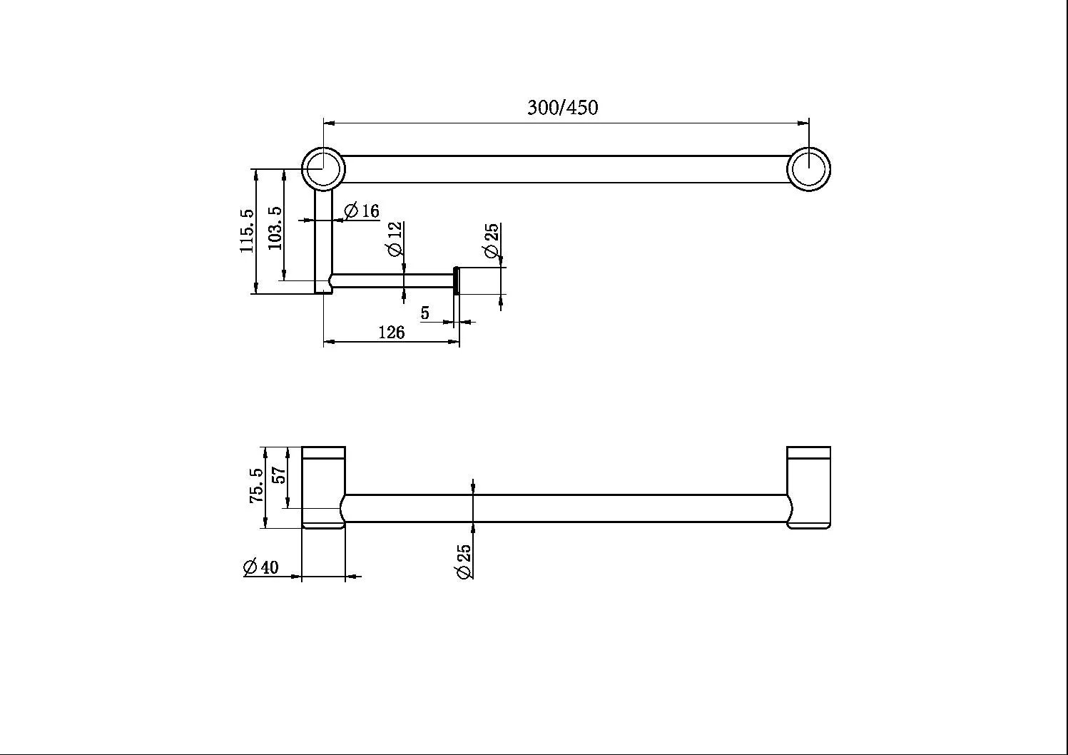 Nero Mecca Care 25mm Toilet Roll Rail - Chrome - Image 3