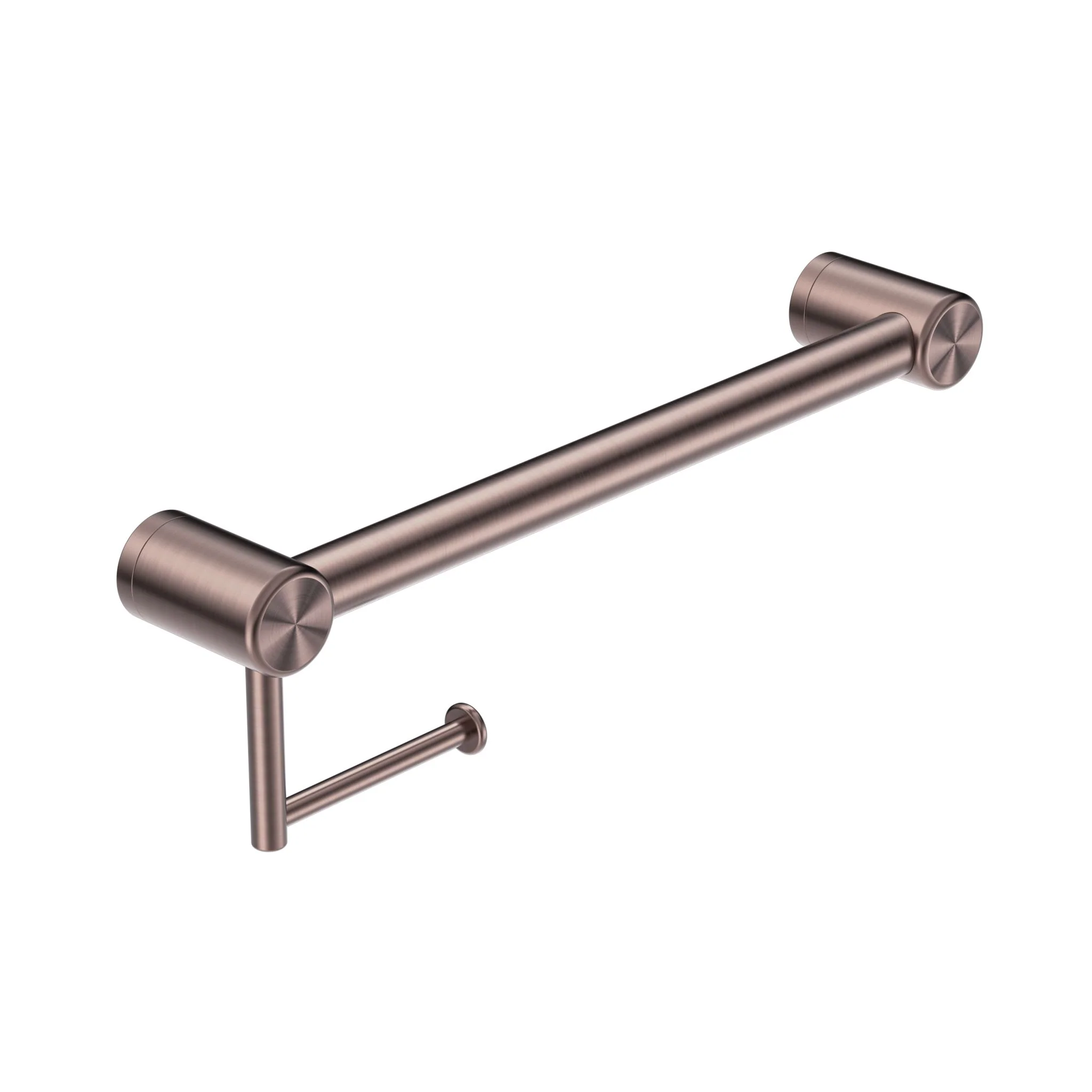Nero Mecca Care 32mm Grab Rail With Toilet Roll Holder 450mm - Brushed Bronze