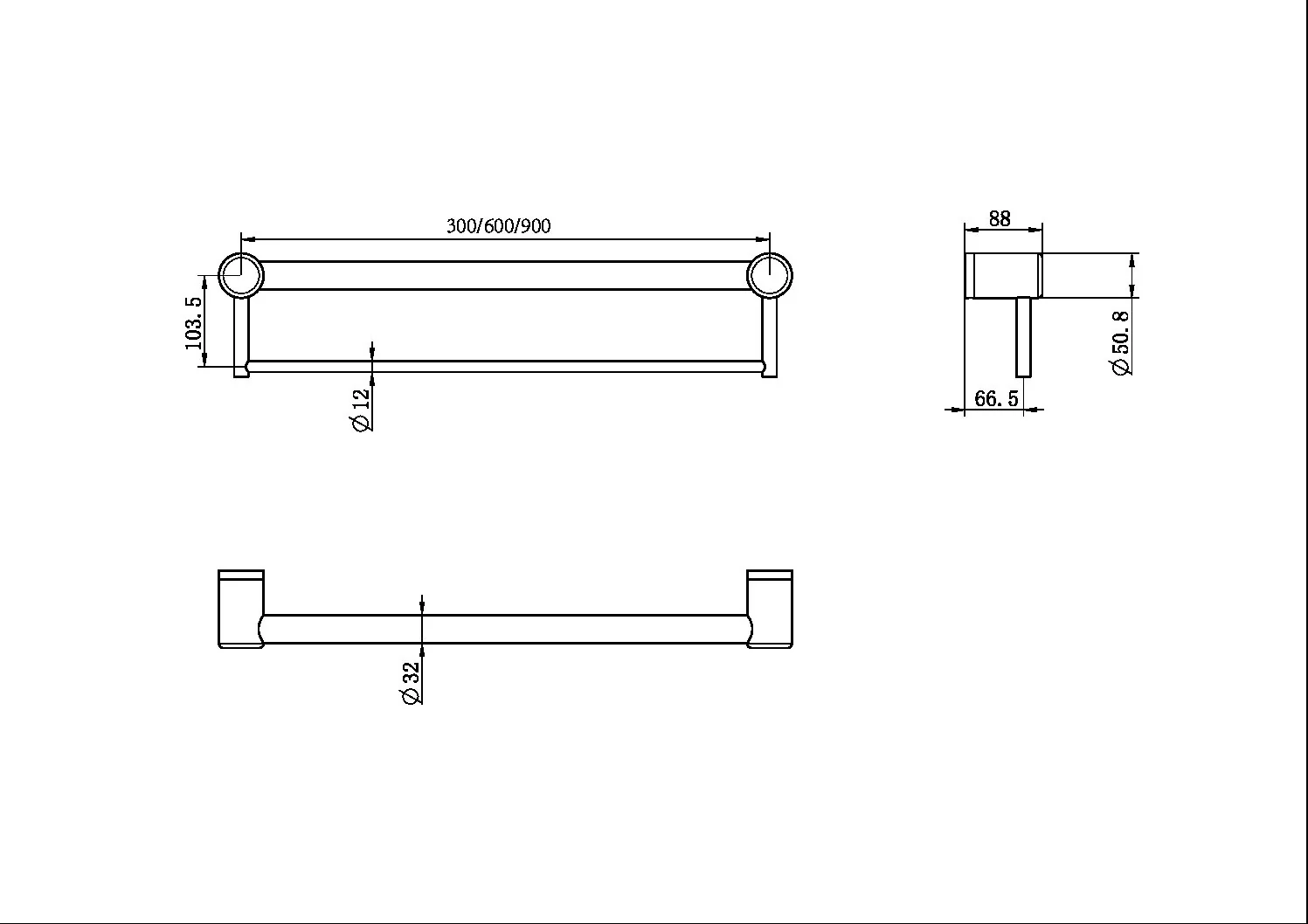 Nero Mecca Care 32mm Grab Rail With Towel Holder - Gun Metal - Image 3