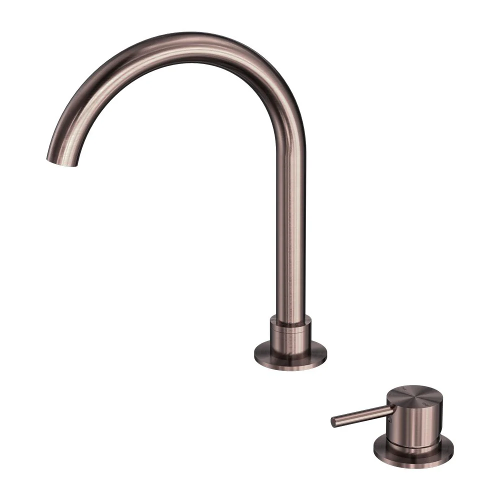 Nero Mecca Hob Basin Mixer Round Swivel Spout - Brushed Bronze