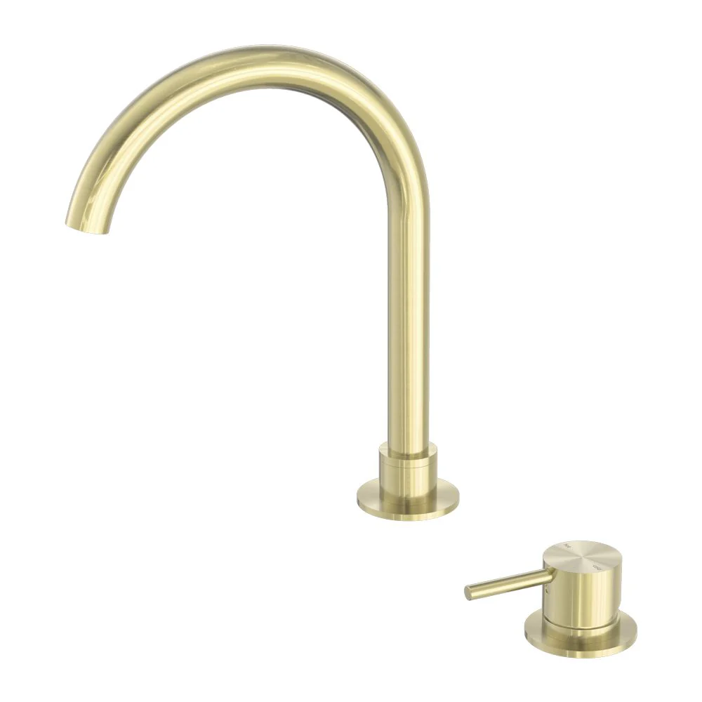Nero Mecca Hob Basin Mixer Round Swivel Spout - Brushed Gold