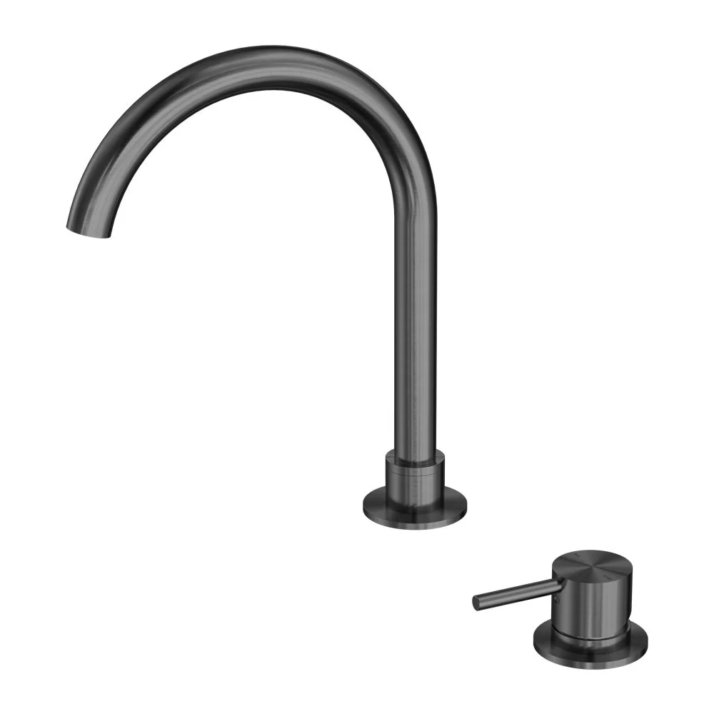 Nero Mecca Hob Basin Mixer Round Swivel Spout - Gun Metal
