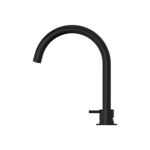 Nero Mecca Hob Basin Mixer Round Swivel Spout - Black Matte - Image 2