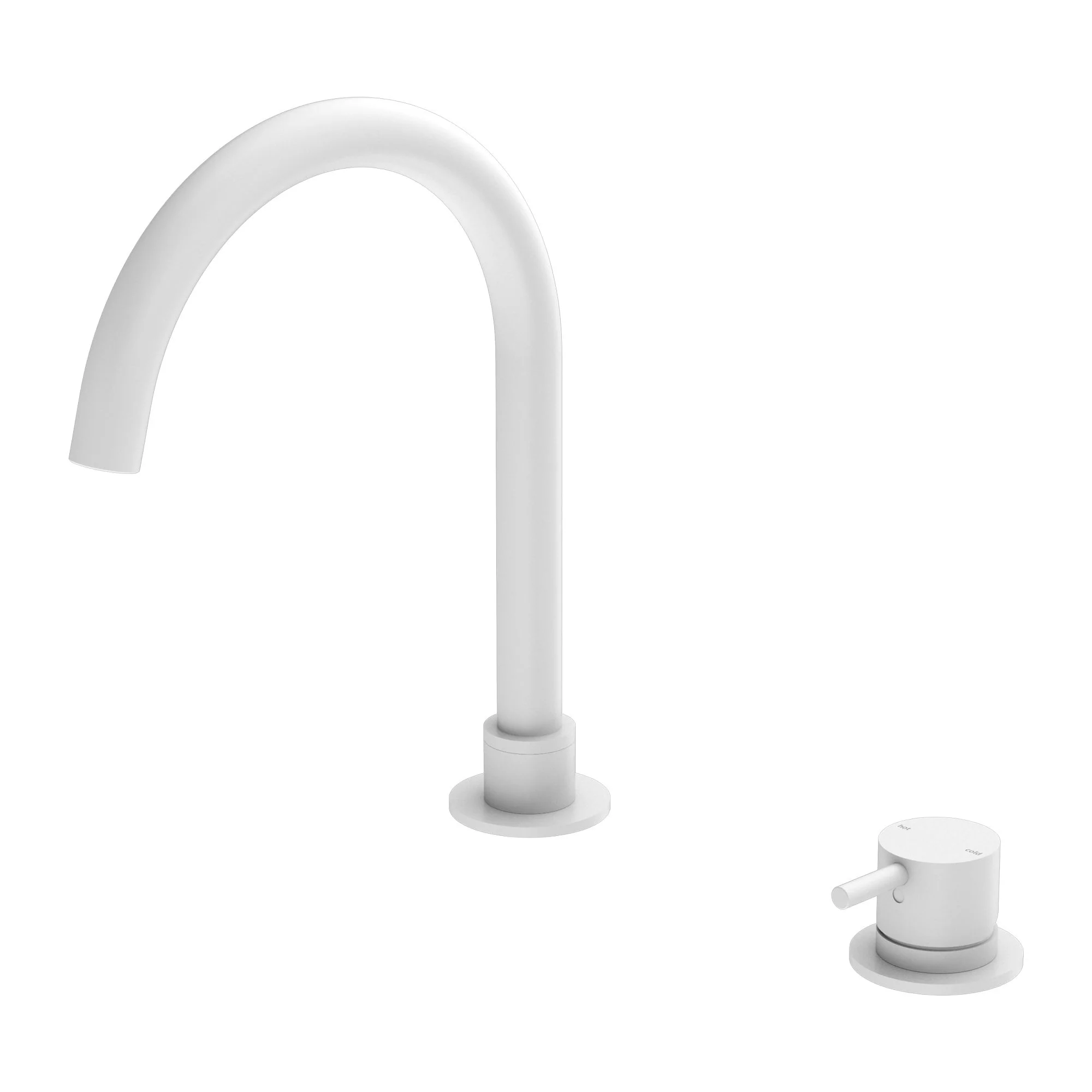 Nero Mecca Hob Basin Mixer Round Swivel Spout - White Matte
