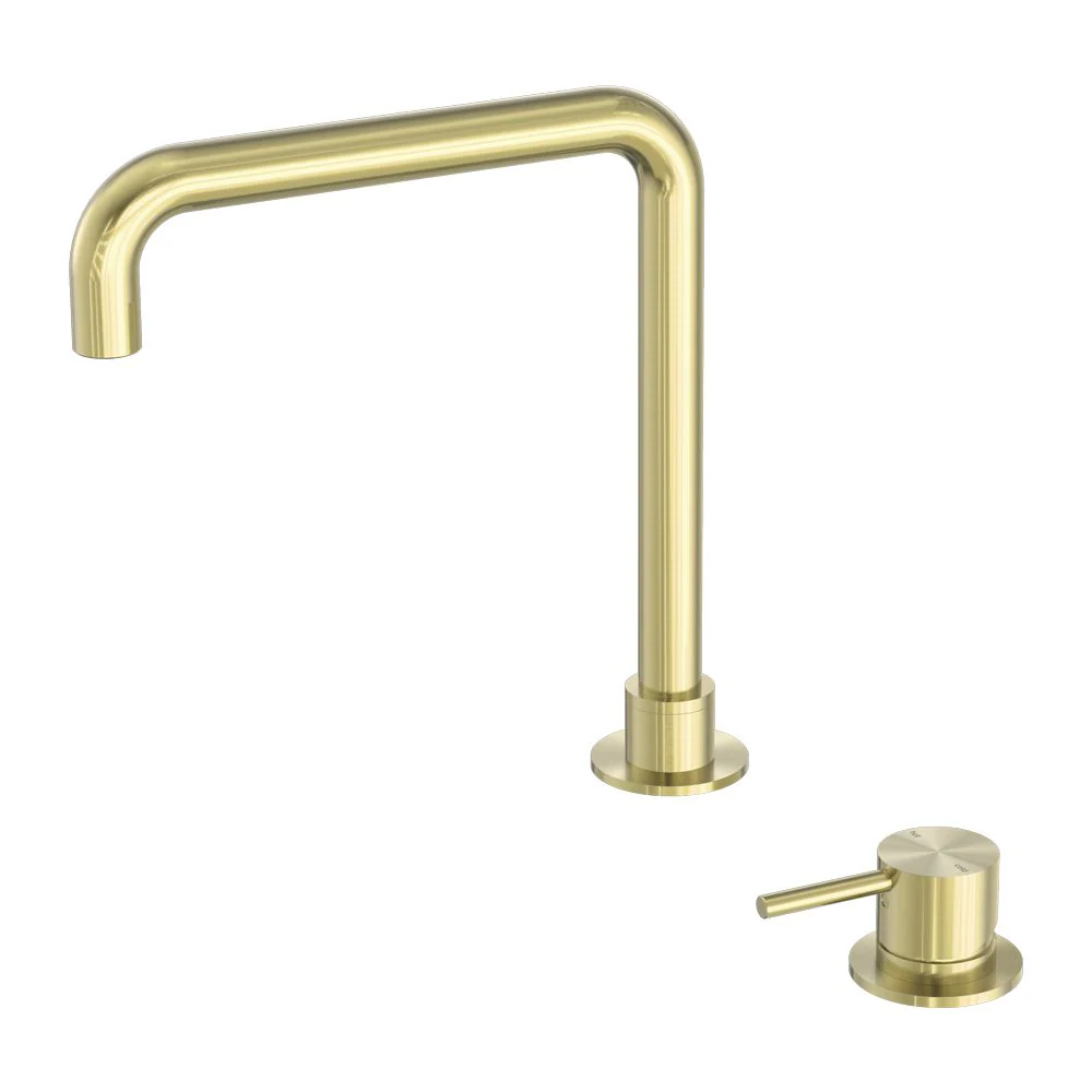 Nero Mecca Hob Basin Mixer Square Swivel Spout - Brushed Gold