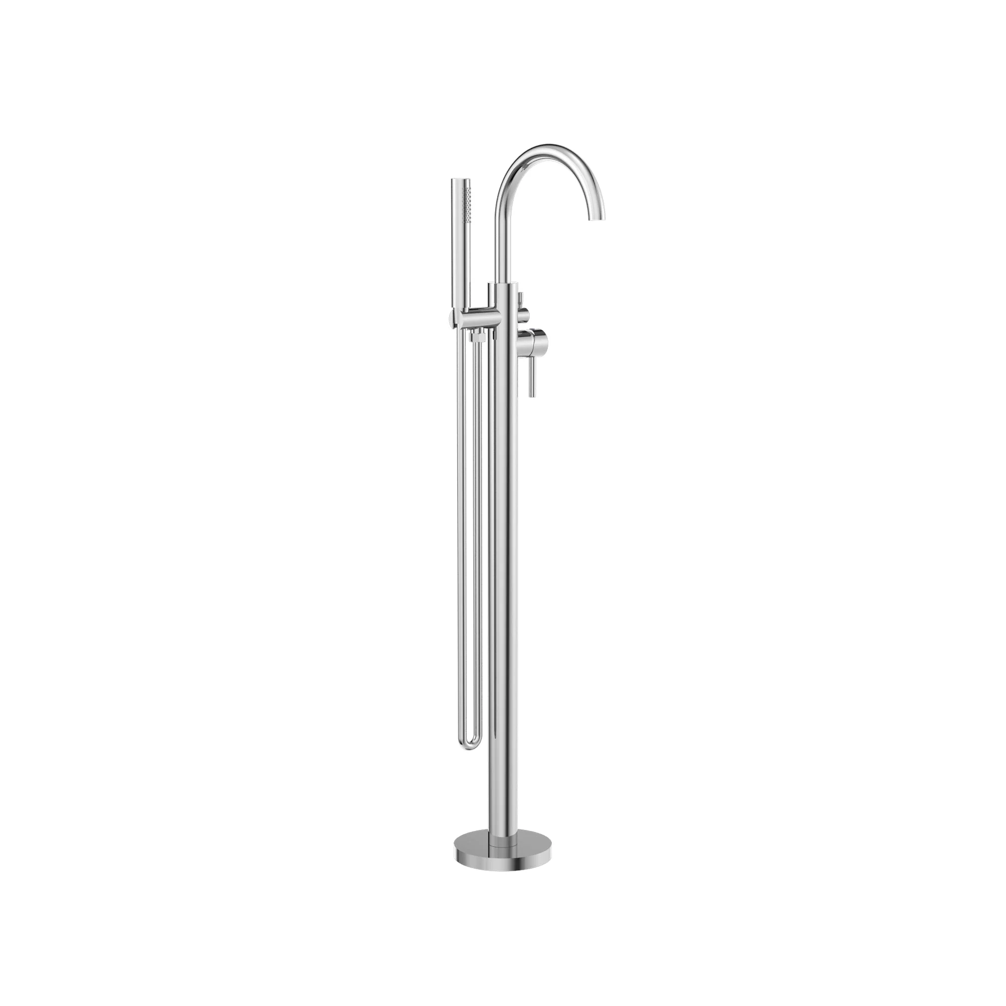 Nero Mecca Round Freestanding Mixer With Hand Shower - Chrome