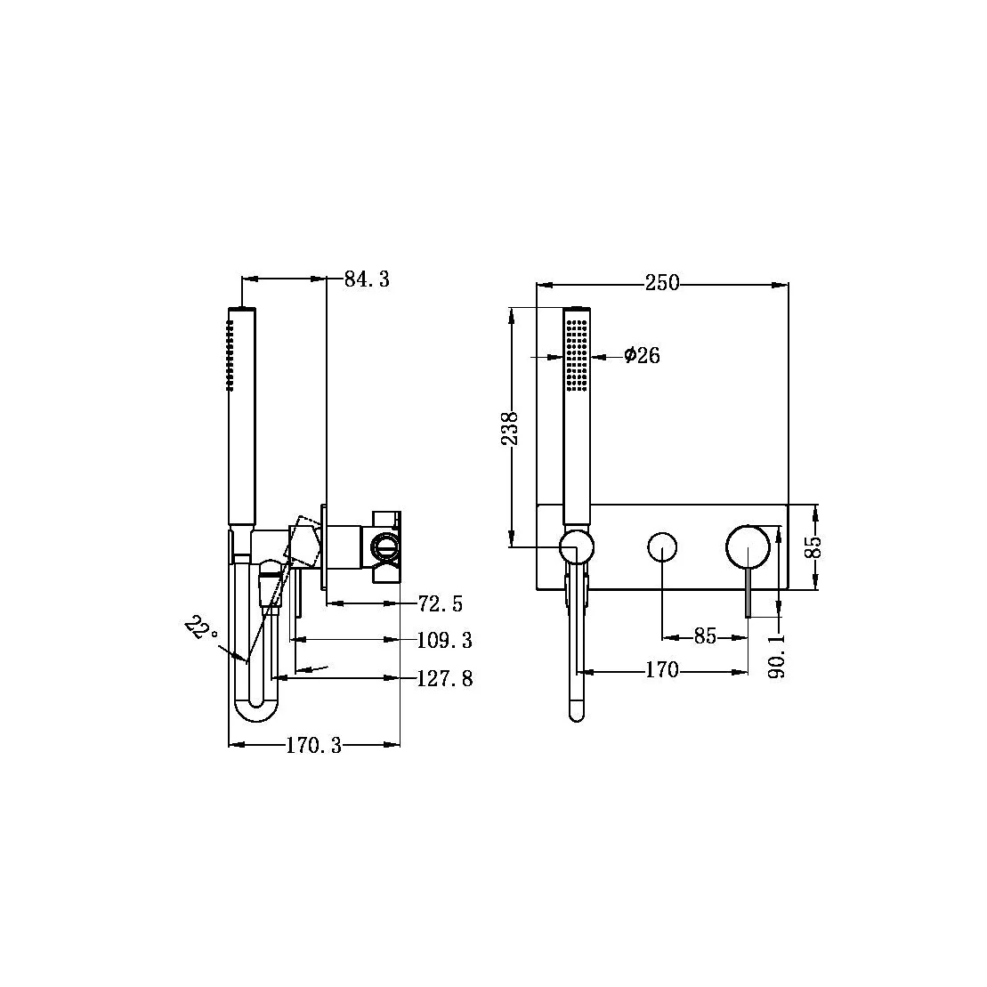 Nero Mecca Shower Mixer Diverter System - Brushed Nickel - Image 3