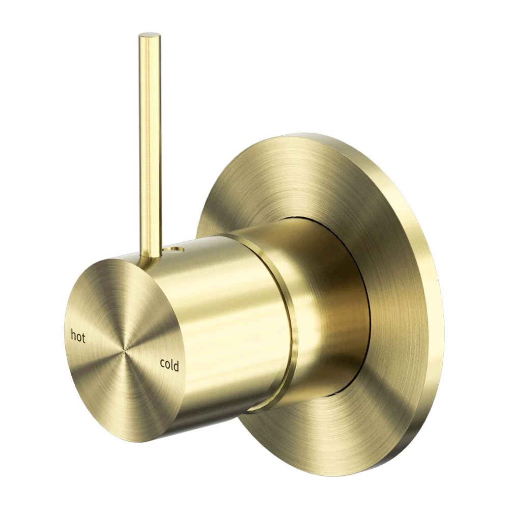 Nero Mecca Shower Mixer Handle Up 80mm Plate - Brushed Gold