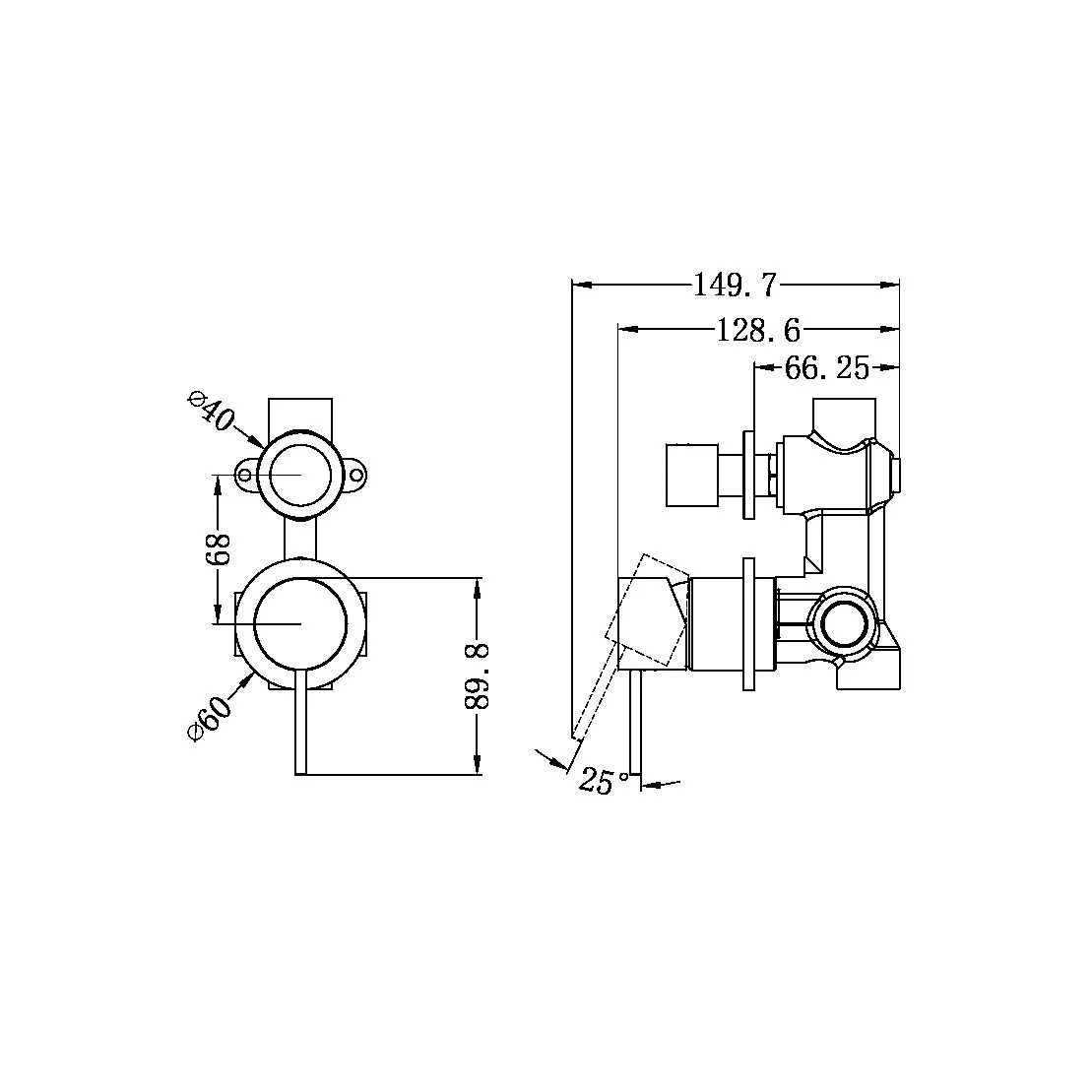 Nero Mecca Shower Mixer With Diverter Separate Back Plate - Chrome - Image 4