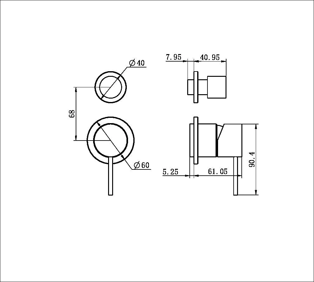 Nero Mecca Shower Mixer With Diverter Separate Back Plate (Trim Kit Only) - Chrome - Image 2