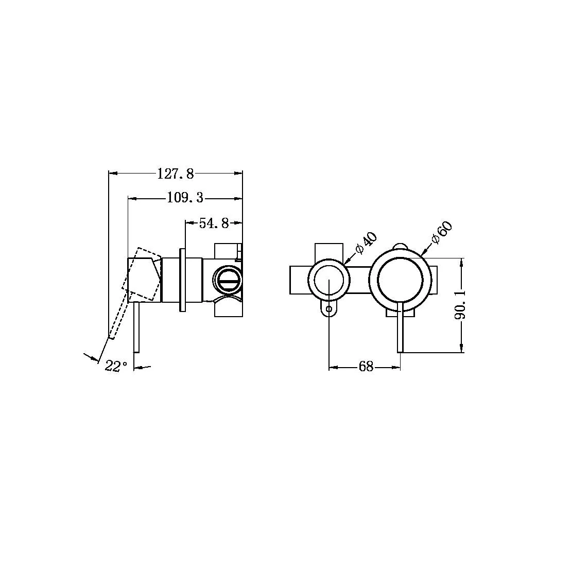 Nero Mecca Shower Mixer With Horizontal 2 Way Diverter - White Matte - Image 2