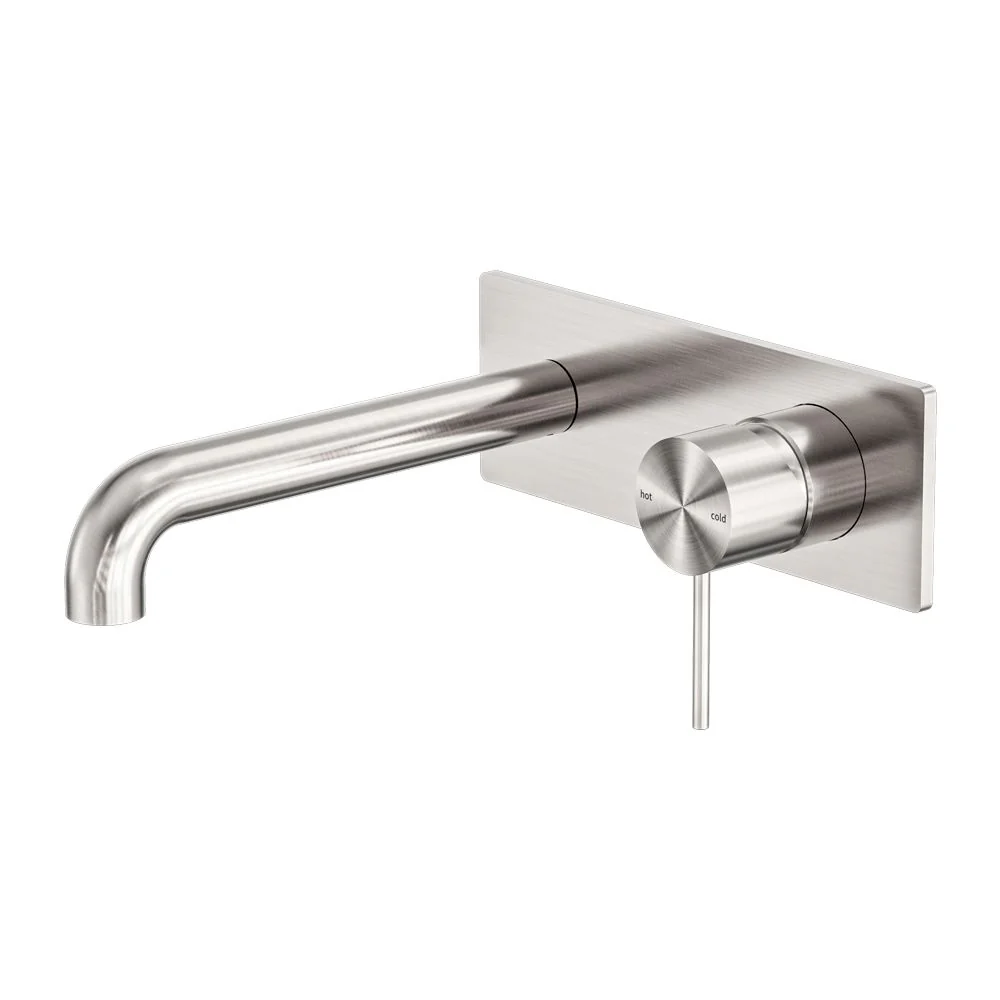 Nero Mecca Wall Basin/Bath Mixer - Brushed Nickel