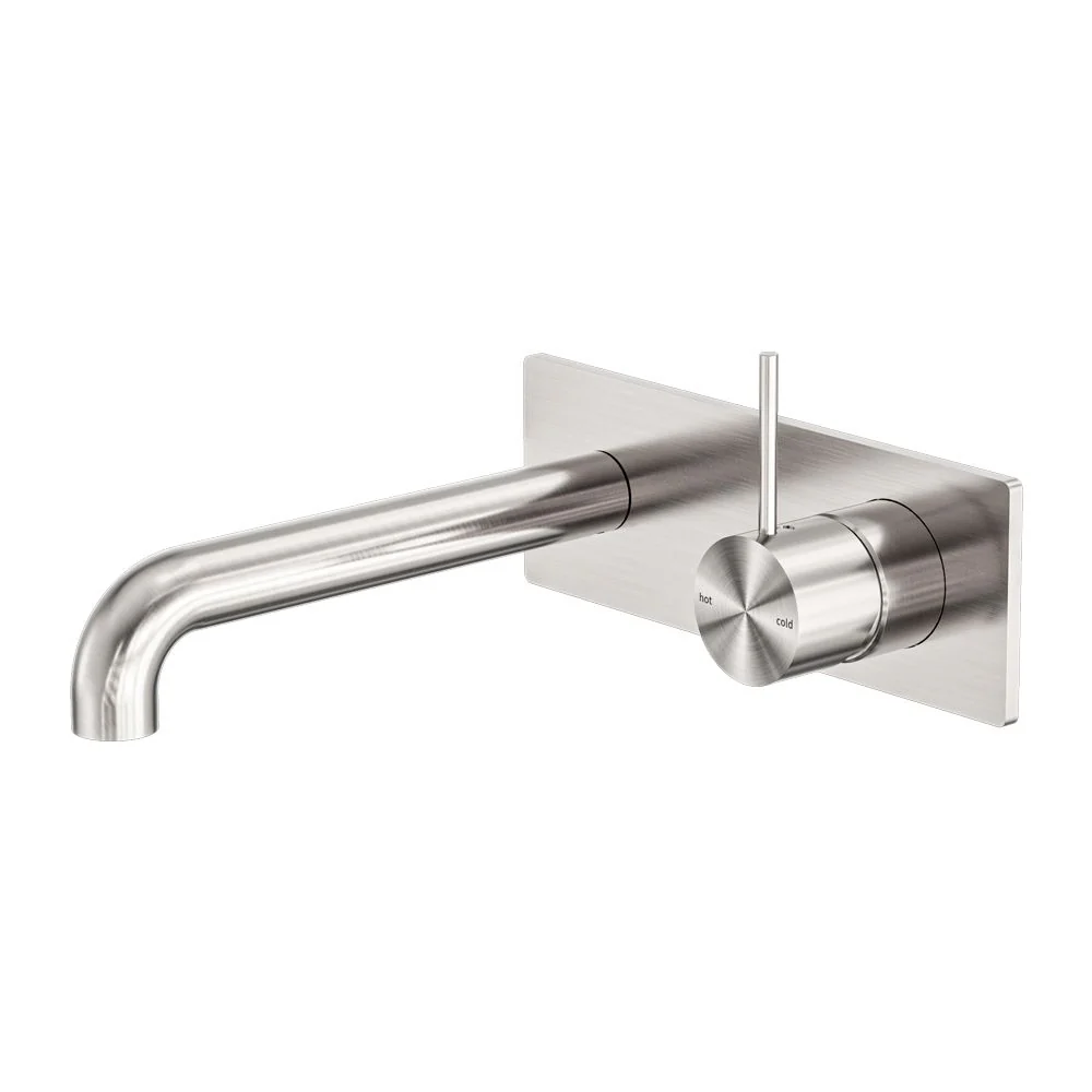 Nero Mecca Wall Basin/Bath Mixer Handle Up - Brushed Nickel
