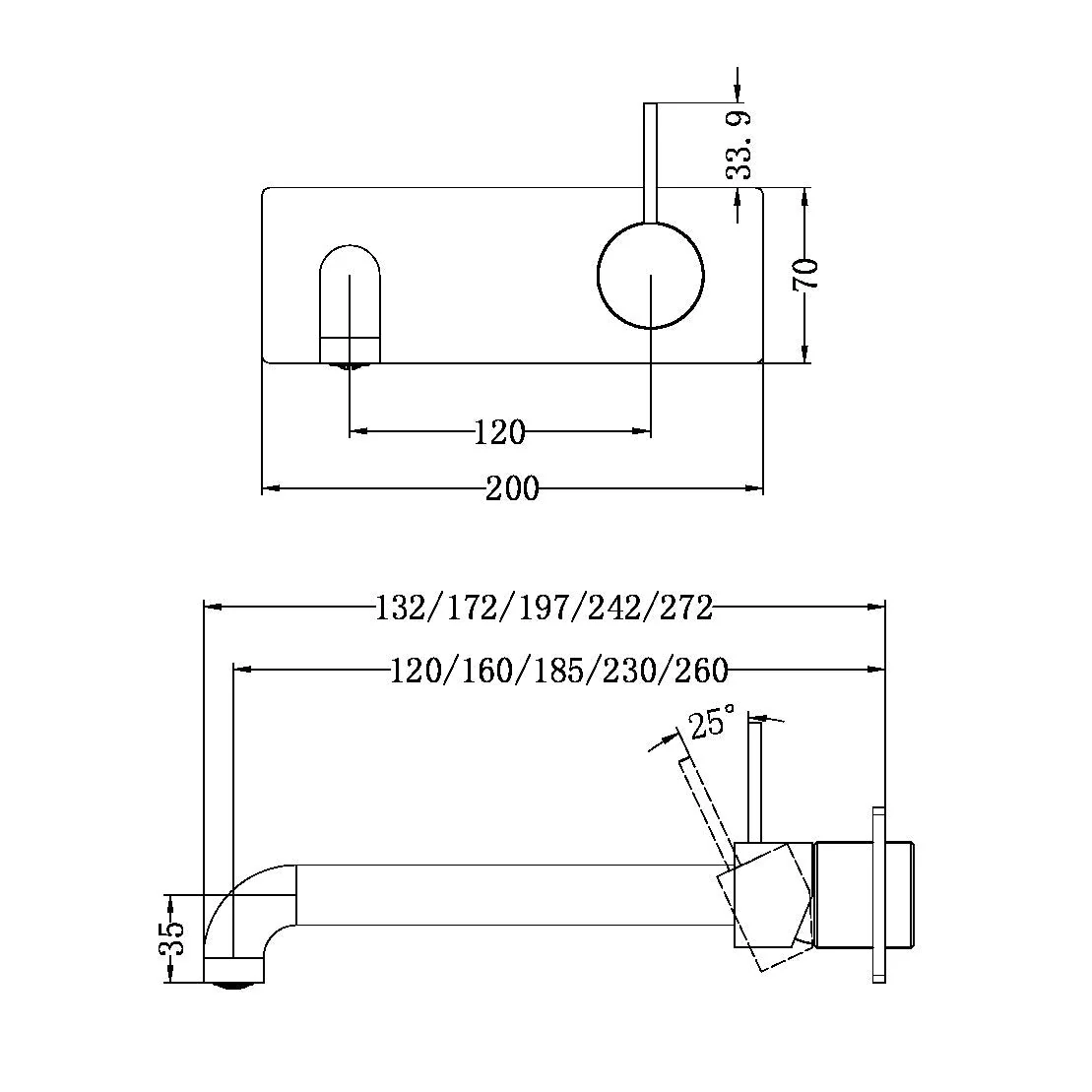 Nero Mecca Wall Basin/Bath Mixer Handle Up (Trim Kit Only) - White Matte - Image 2