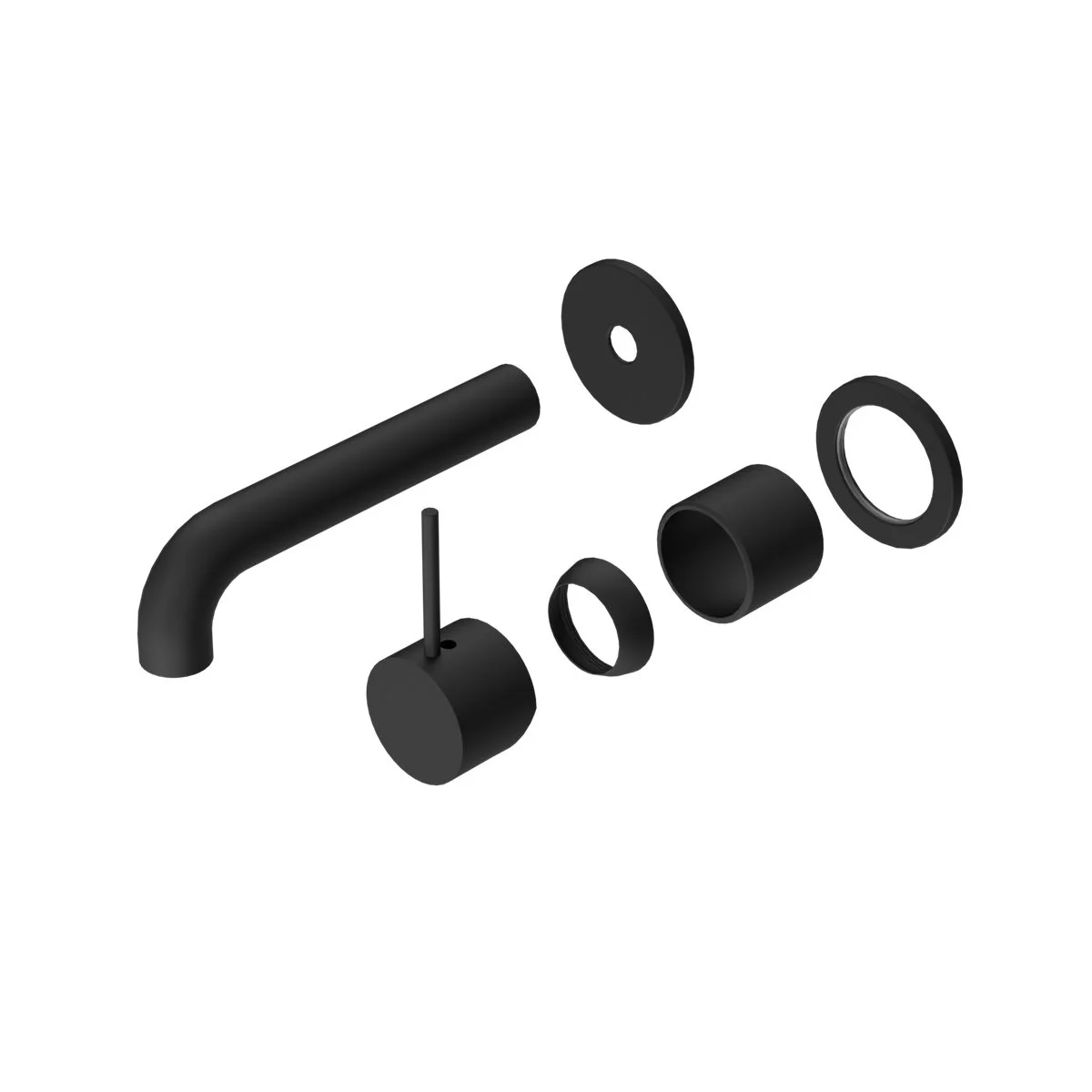 Nero Mecca Wall Basin/Bath Mixer Separate Back Plate Handle Up (Trim Kit Only) - Black Matte