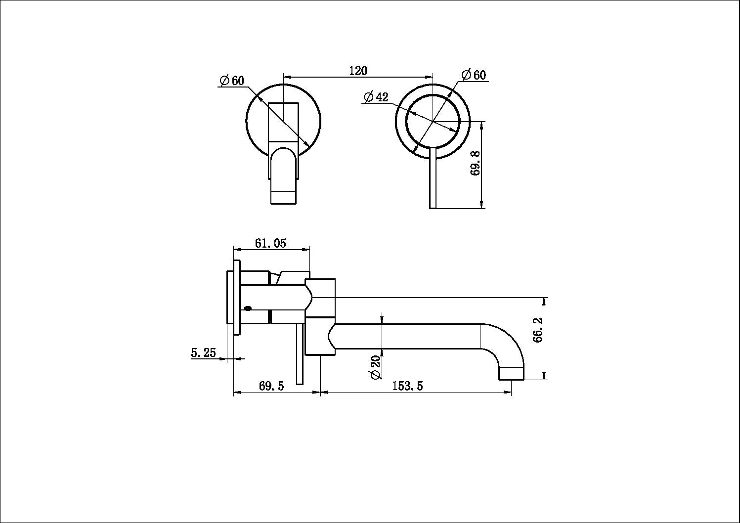 Nero Mecca Wall Basin/Bath Mixer Swivel Spout 225mm (Trim Kit Only) - Brushed Gold - Image 2
