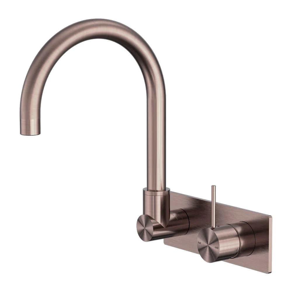 Nero Mecca Wall Basin/Bath Mixer Swivel Spout Handle Up - Brushed Bronze