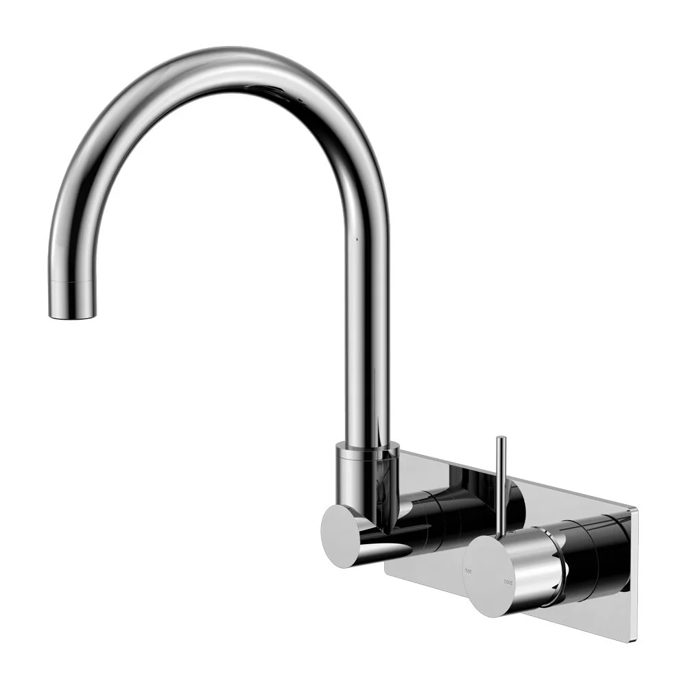 Nero Mecca Wall Basin/Bath Mixer Swivel Spout Handle Up - Chrome